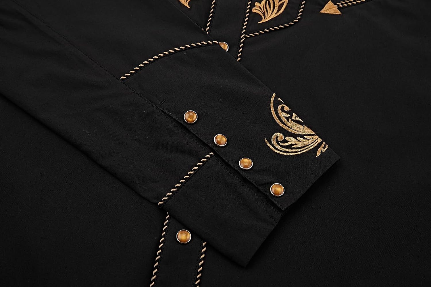 Men's Western Cowboy Shirt Embroidered Long Sleeve Casual Button Down Shirt - Image 4