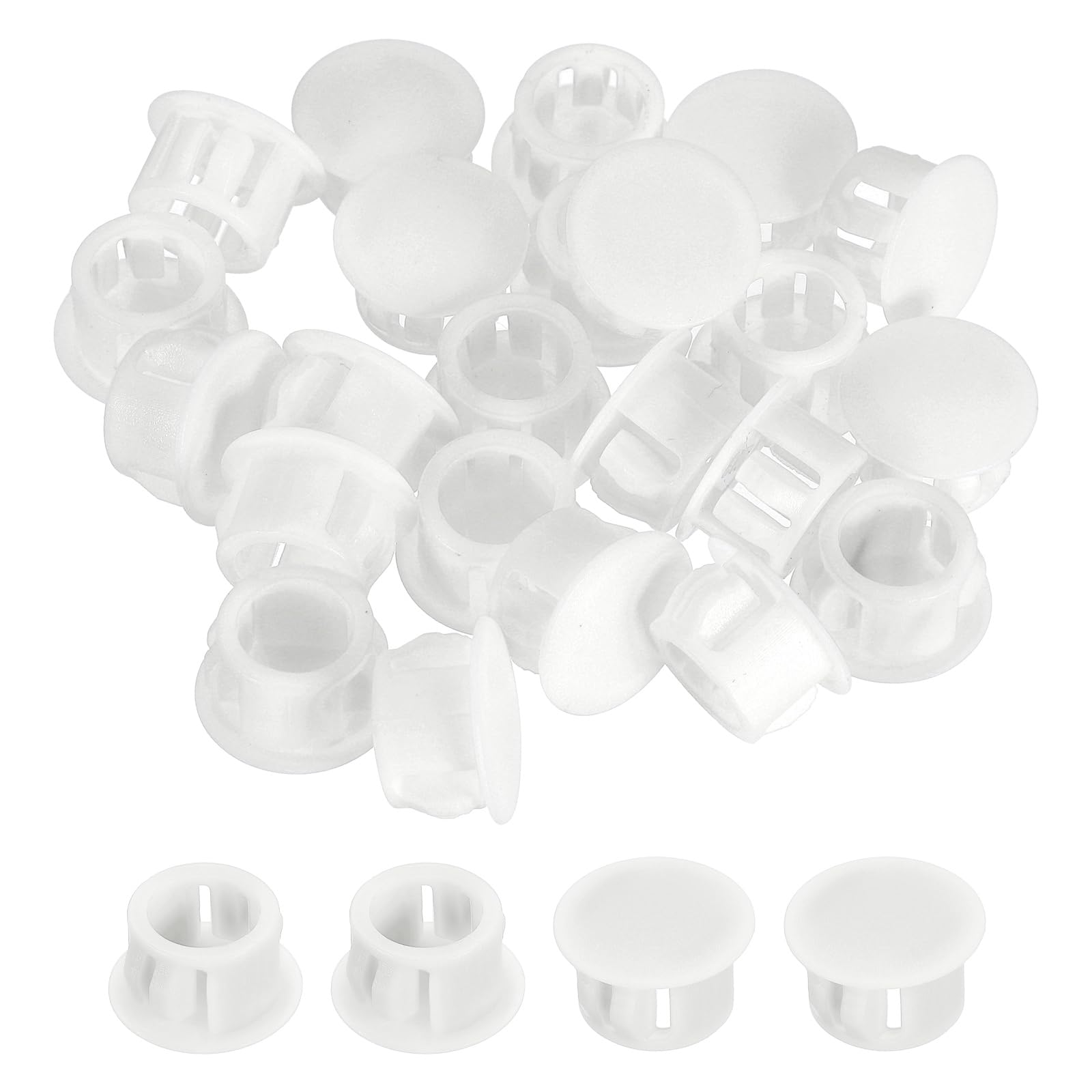 sourcing map Hole Plugs 100pcs 13mm(1/2-Inch) Plastic Plugs for Round Holes Flush Type for Furniture Cabinets Machines Hardware Fencing Post Pipe, White