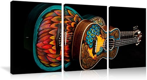 Urttiiyy Arte de pared con música de guitarra, arte abstracto, impresiones en lienzo, arte para decoración del hogar para sala de estar, dormitorio,