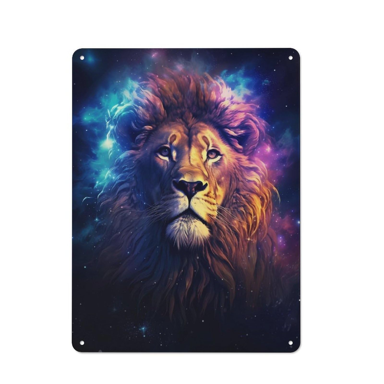 Junmoney Cosmic Starry Lion Retro Tin Sign 40X30cm Featuring For Bar Or Restaurant, For Metal Sign Collectors, For Garage And Workshop Walls