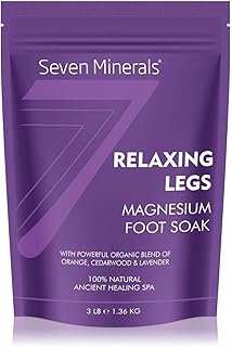 Seven Minerals Relaxing Legs Magnesium Chloride Flakes 3lb – Absorbs Better Than Epsom Salt - Unique Foot Soak Formula for Tired Legs and Leg Cramps - with Orange, Cedarwood & Lavender