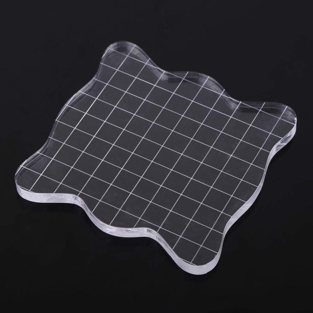 Stamp Block, Transparent Acrylic Stamping Blocks with Grid Lines, Clear Acrylic Stamping Platform Essential Stamping Tools for Scrapbooking Crafts Making(10 cm)