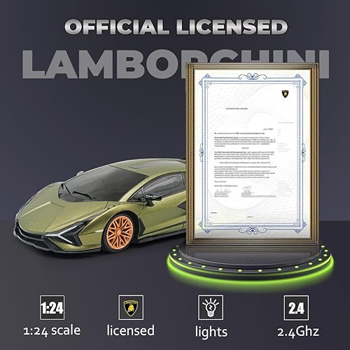 Miniatura 3 de QUN XING Auto a control remoto 124 con licencia oficial de 2.4 GHZ Rc Cars Lambo Sport Racing Toy Car para niños de 4 a 7 años, regalo de