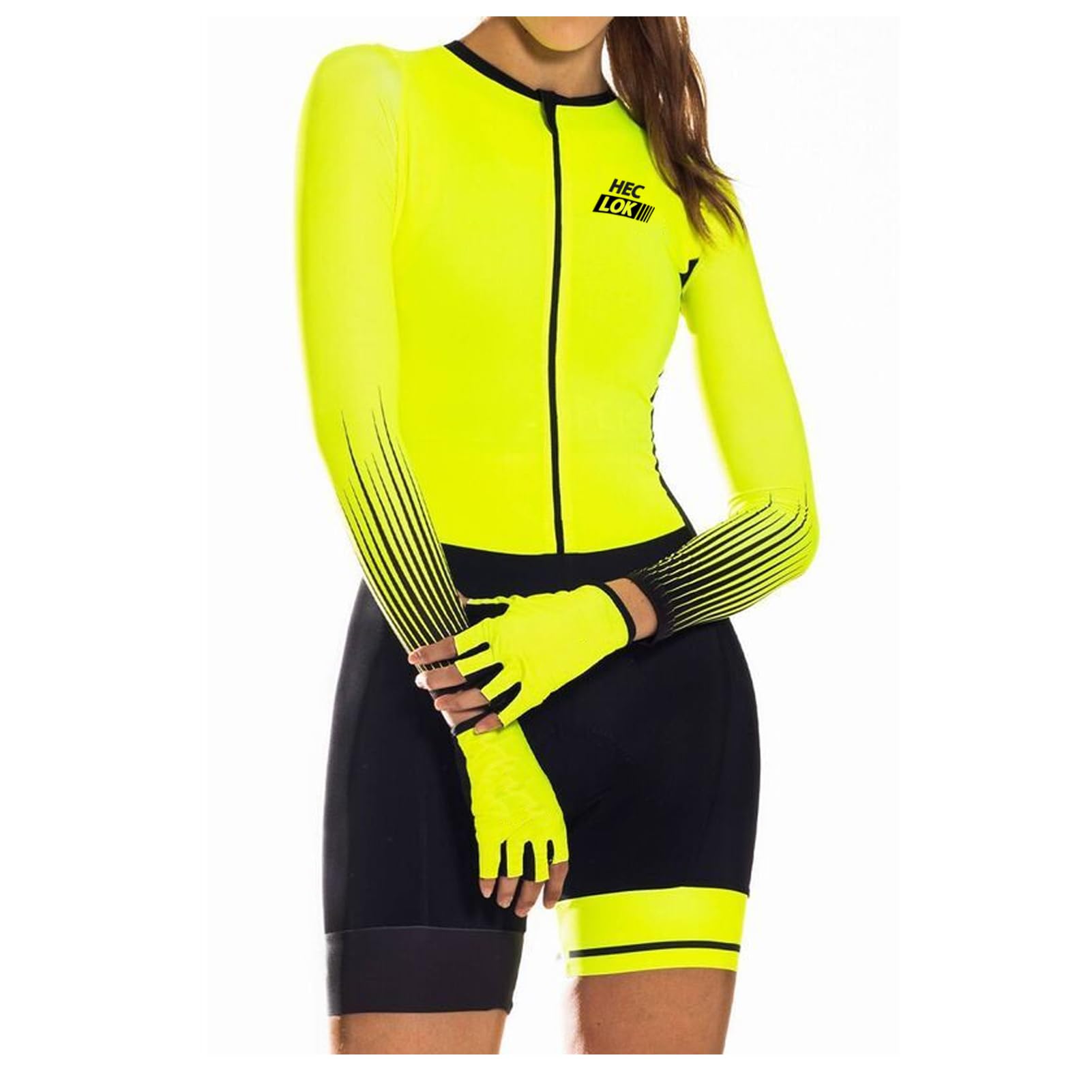 Mono Ciclismo Mujer Manga Larga Transpirable - Body Triathlon Combinado Bici y Carrera para Carretera, Mono Integral Una Pieza | Badana Profesional | Tejido Elástico Secado Rápido