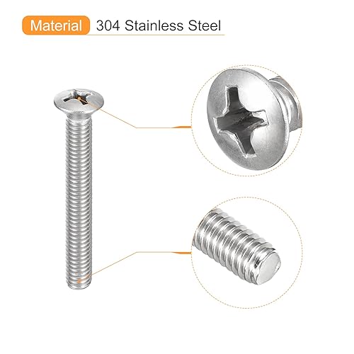 Miniatura 45 de uxcell Tornillos de máquina Phillips de cabeza ovalada de M4x16mm, 100 tornillos de cabeza avellanada ligeramente elevados de acero inoxidable 304