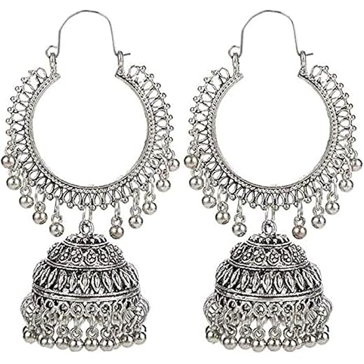 Oxidised Silver Jhumka Earrings