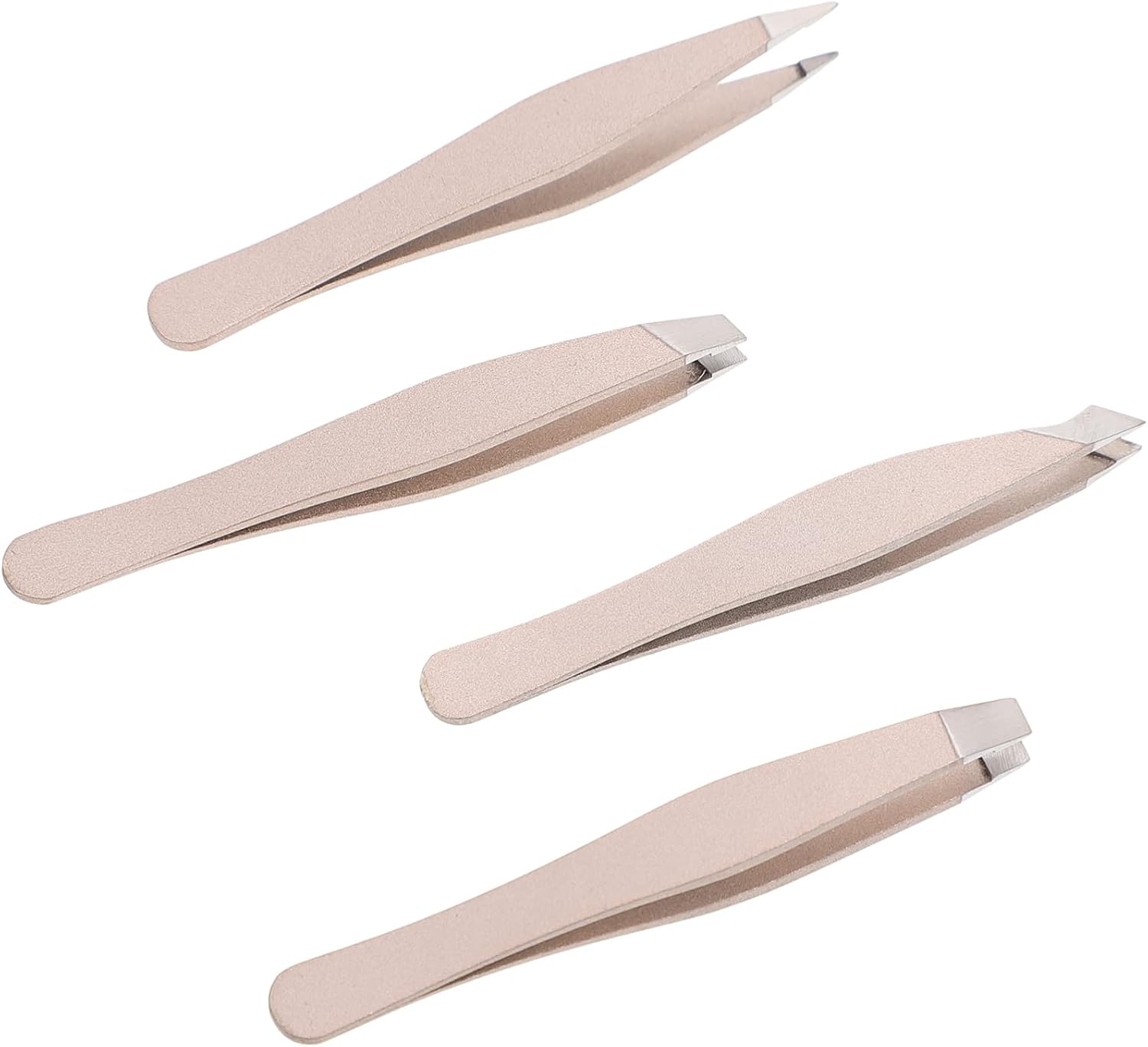 4pcs Eyebrow Clip Tweezers Stainless Steel PU Golden