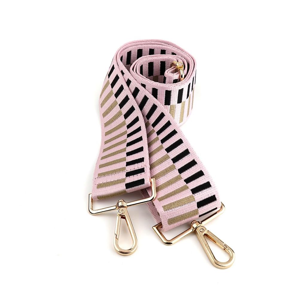 Pom Peace of Mind Wide Adjustable Bag Strap - Shoulder Straps for Handbag or Crossbody - Stylish Replacement to Elevate Your Accessories! (Pale pink stripes)