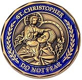 Saint Christopher, Do Not Fear, Protection Catholic Challenge Coin. Do not be Afraid, Do Not Be Dismayed for I am Your God, I Will Strengthen You & Help You. Antique Gold-Color Plated Travel Coin
