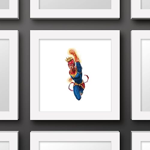 Miniatura 3 de Trends International Gallery Pops Marvel Comics Avengers - Póster de pared de Capitana Marvel, 12 x 12 pulgadas, versión enmarcada en blanco