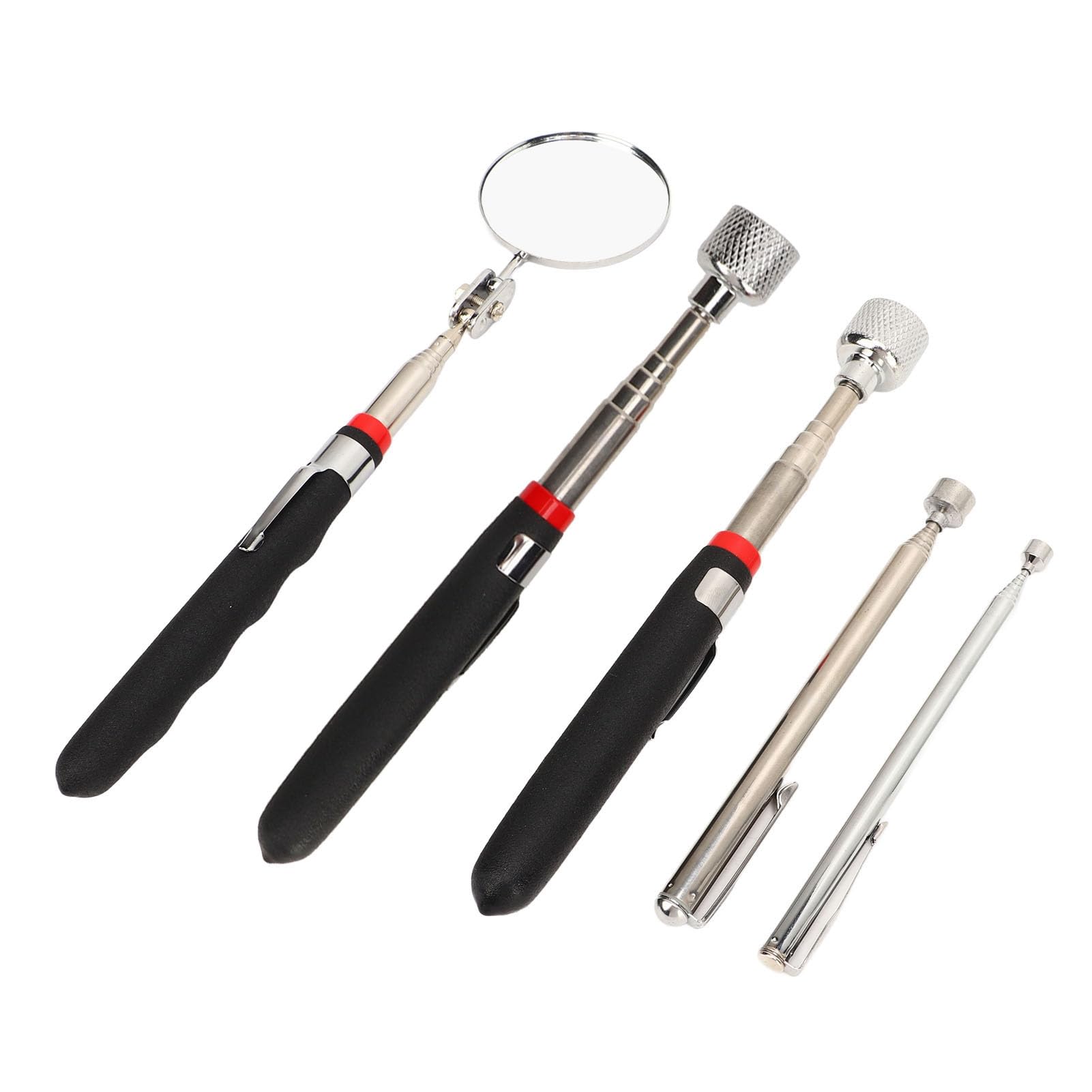 Kit de Herramientas de Recolección de Telescopio Magnético de 5 Piezas, 15 Lb 10 Lb 3.5 Lb 1.5 Lb Magnética Magnética y Espejo de Inspección Redonda, para una Visualización