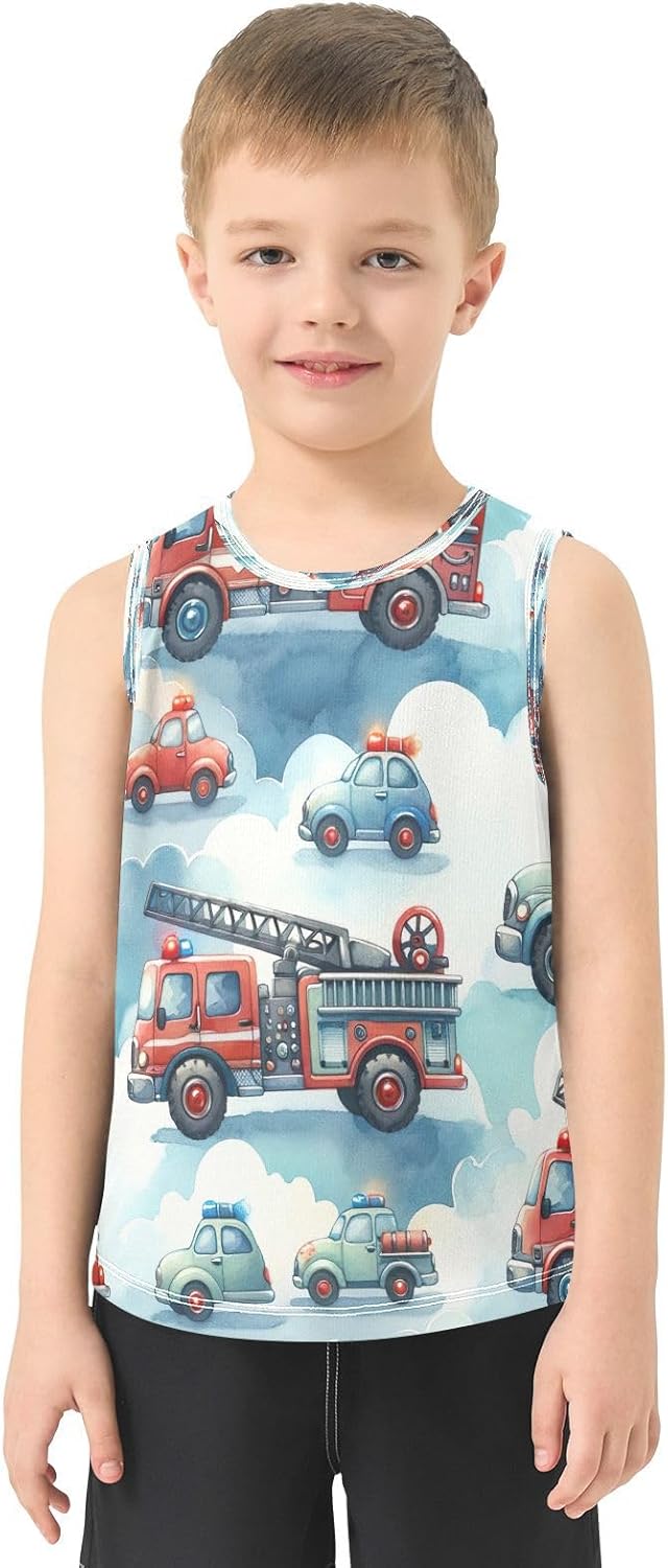 Boys Tank Tops, Sleeveless Athletic Moisture Wicking Tank Undershirts for Outdoor Play, 3-15 Y