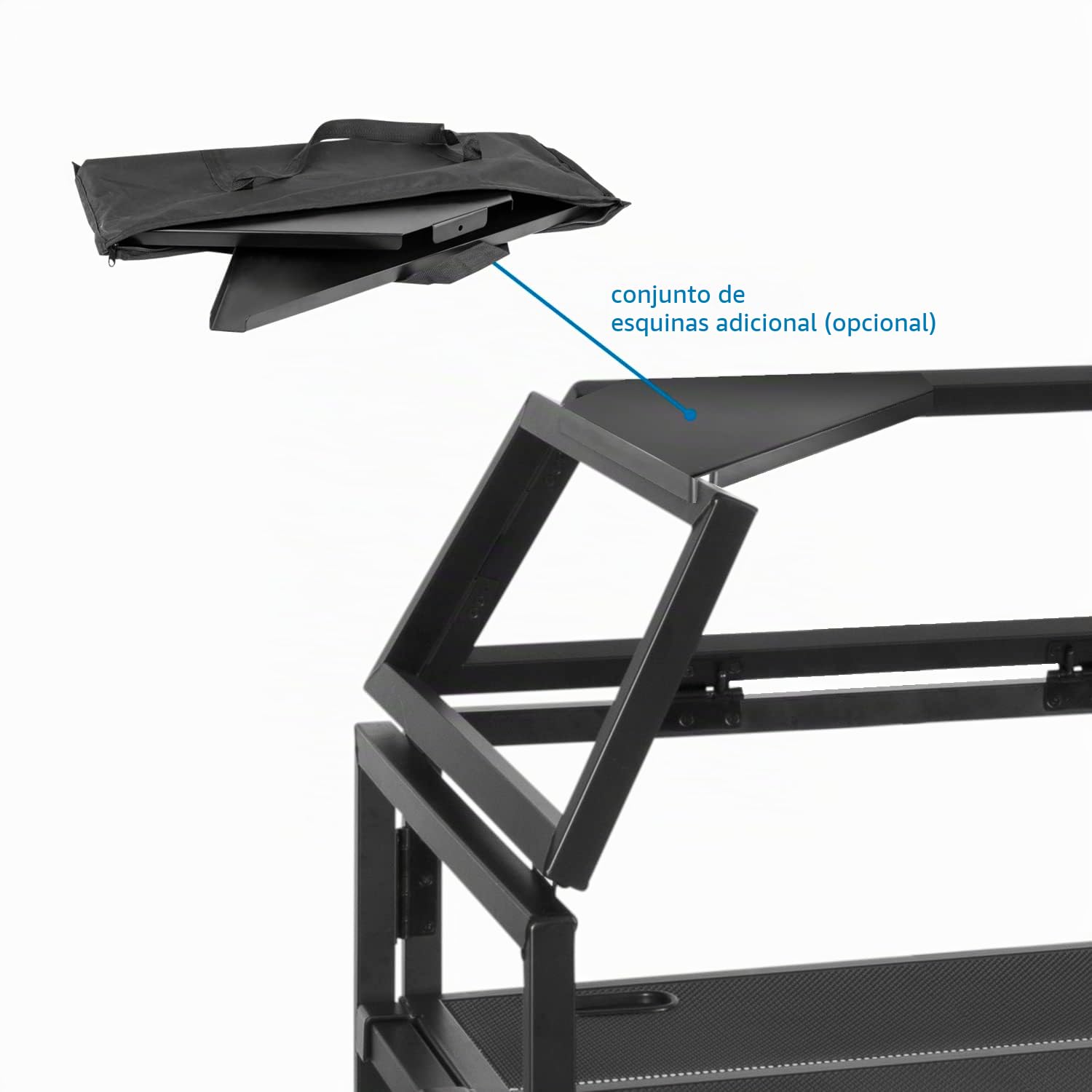 Vonyx DB3 DJ Desk, Mesa de DJ Portátil Grande, Aluminio Plegable, 146 x 73 x 132 cm, Incluye Bolsa de Transporte y Funda Blanca y Negra, Cabina de DJ, Equipo de DJ Plegable, Mueble DJ, Stand de DJ
