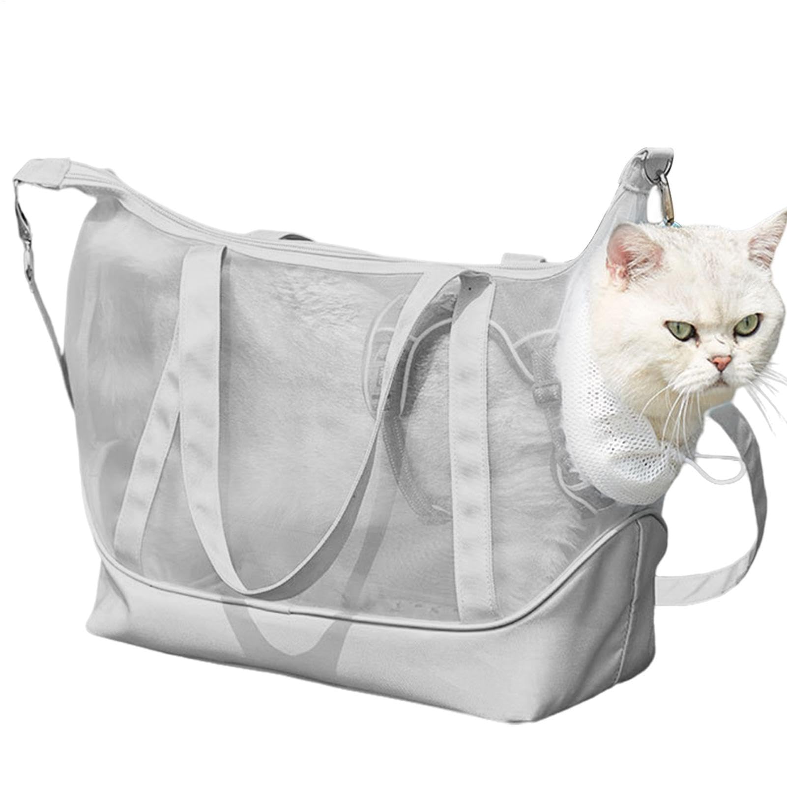 Transportín para mascotas bolso organizador portátil genérico gris de poliéster para gatos