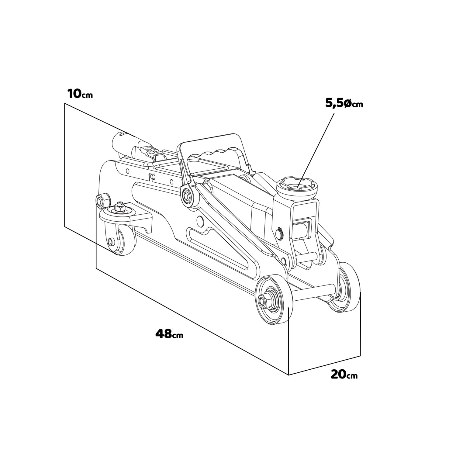 BOUDECH® HERK 25 - Cric sollevatore martinetto idraulico per auto, capacità 2,5 t