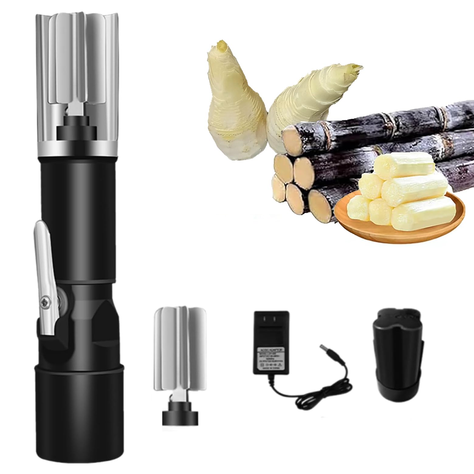 HDCCDM Electric Sugar Cane Peeler, Sugarcane Scraping Pineapple Peeling Knife, 2 Switch Modes/7500rpm Speed/Built-in Waterproof Technology, Rechargeable, for Quickly Peel Bamboo Shoots, Pumpkin, Taro