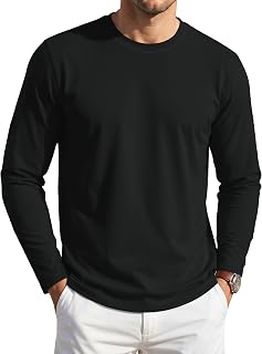[TACVASEN] 長袖tシャツ メンズ コットンタッチ 無地 4.1oz | 薄手 プリントタグ ダブルステッチ 色あせしにくい イージーケア 型崩れしにくい 通勤 通学 春 秋 冬
