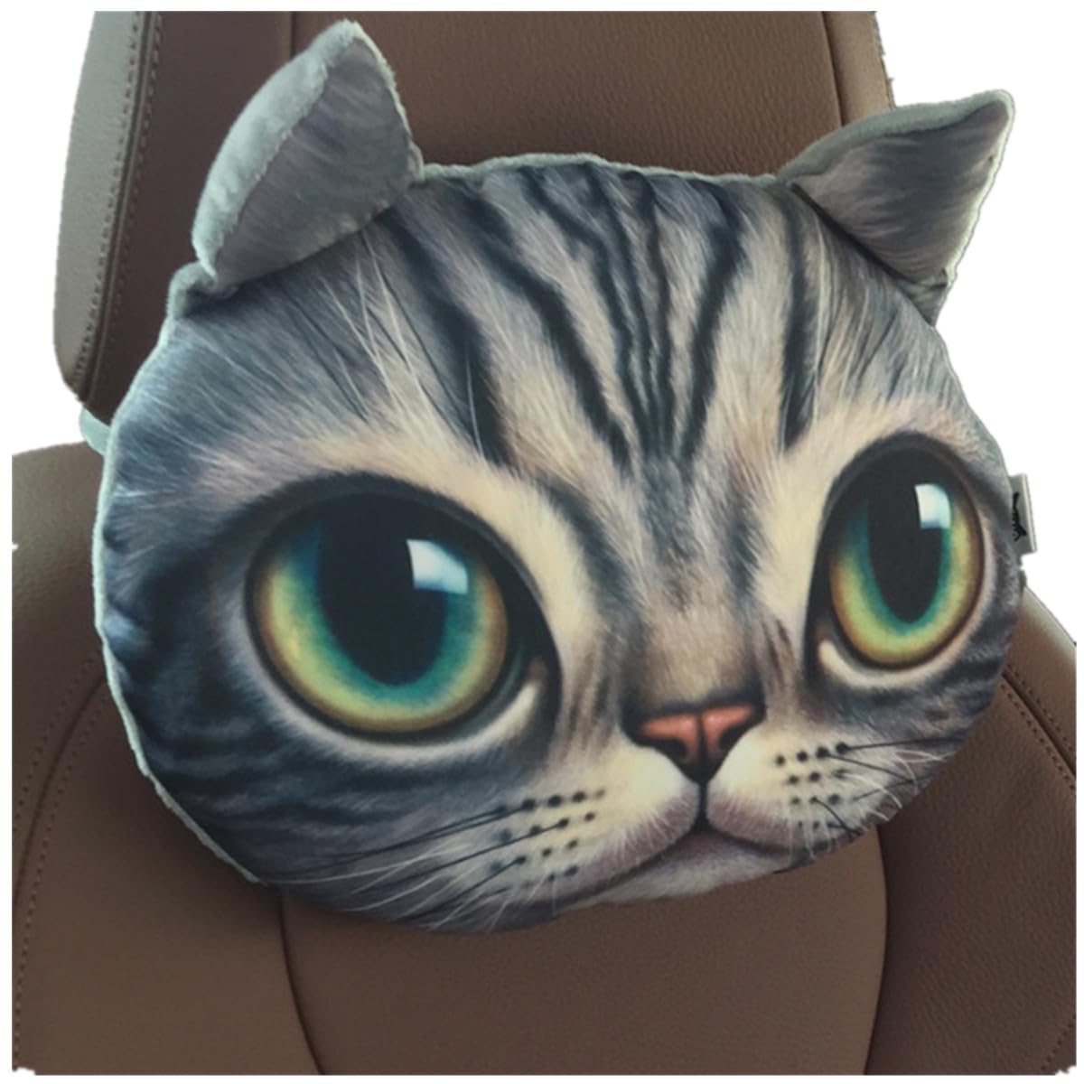 ZHOULZ 3D Animal Cats Shaped Pillow Car Headrest Pillow Soft Comfortable Car Seat Pillow Car Neck Pillow (Cat - E)