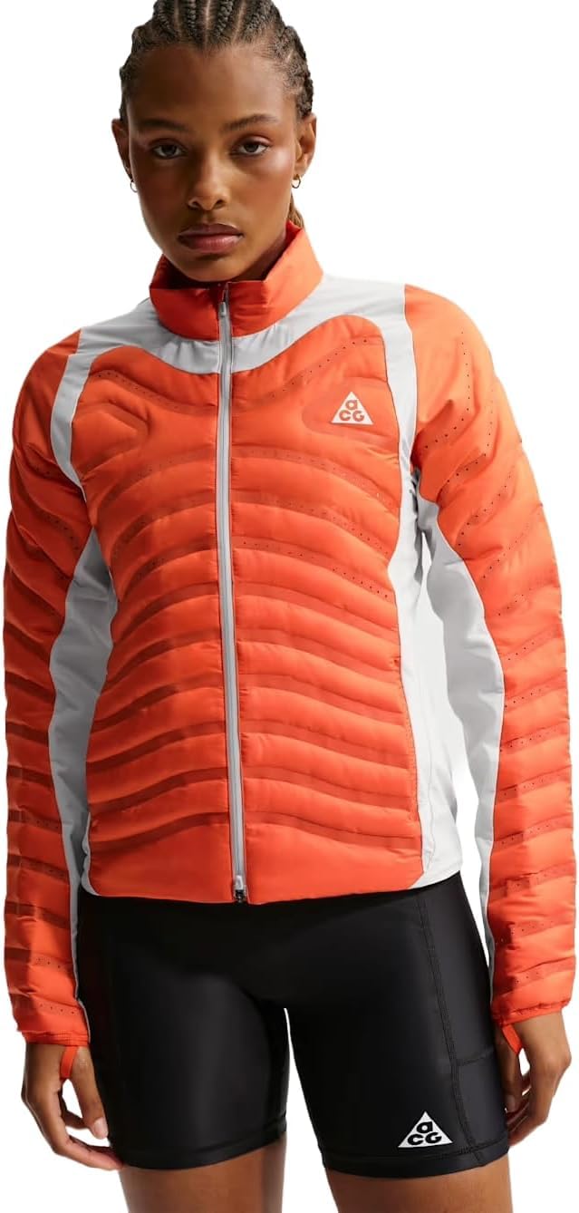 ACG Lava Loft Women's Therma-FIT Trail Running Jacket, Safety Orange/Light Orewood Brown/Cream II/Summit White, Medium