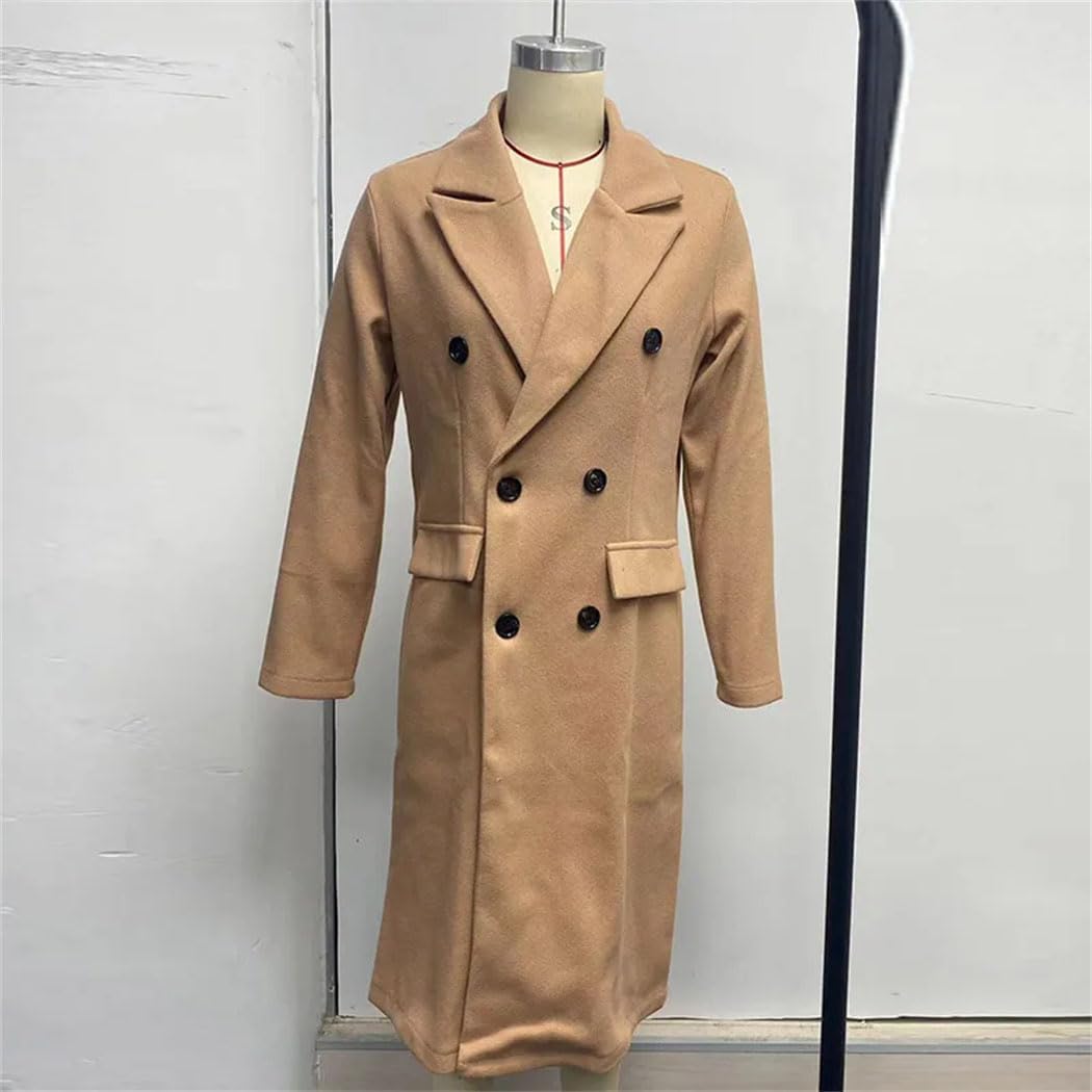 Women's Vintage Long Overcoats Notch Laple Doule Breasted Long Sleeve Jackets Winter Thicken ﻿Warm Windbreaker