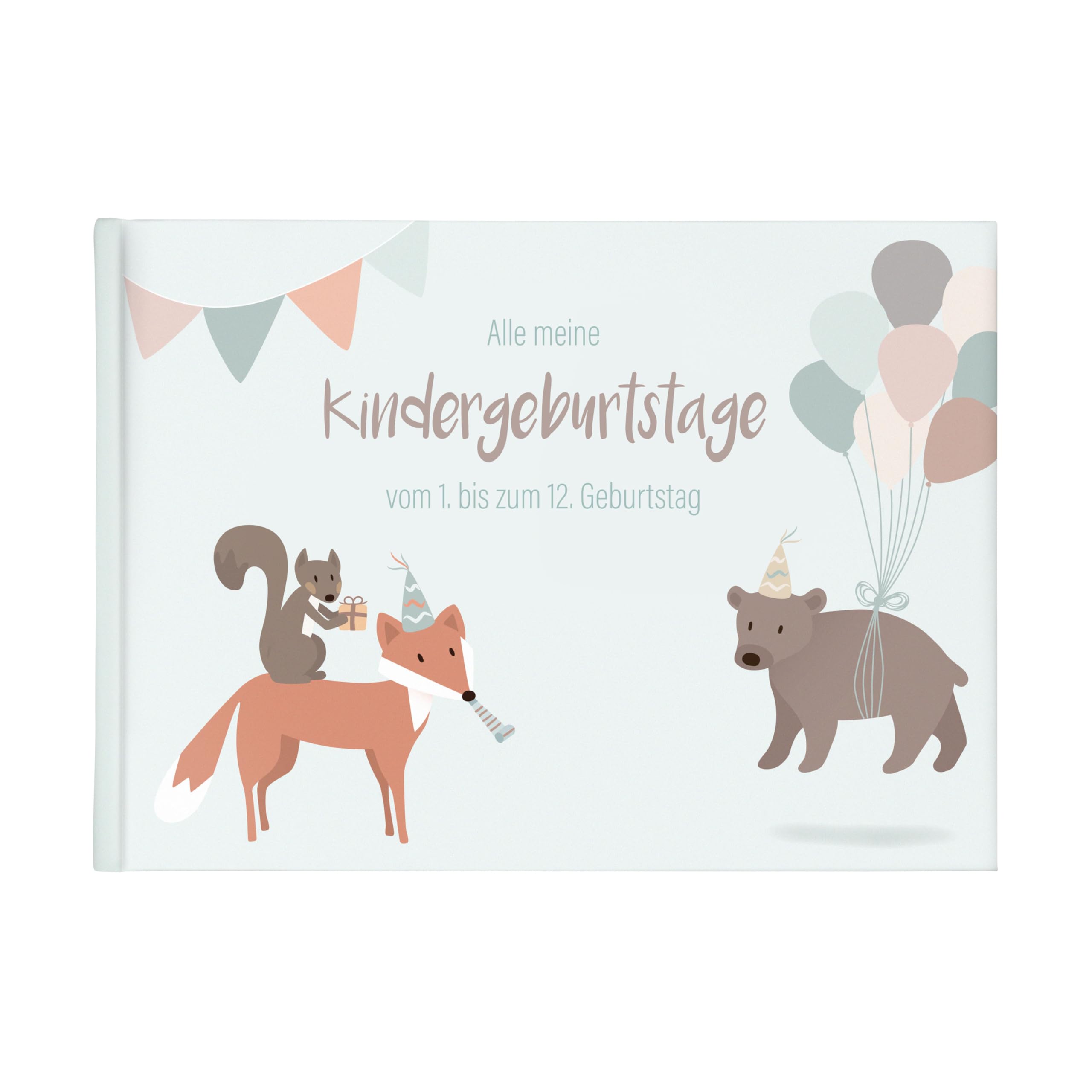 Mintkind Fotoalbum Kinder – Erinnerungsbuch Kindergeburtstag mit Ausfüllseiten – Erinnerungsalbum 1 bis 12 Jahre – Geschenk zur Geburt für Jungen & Mädchen