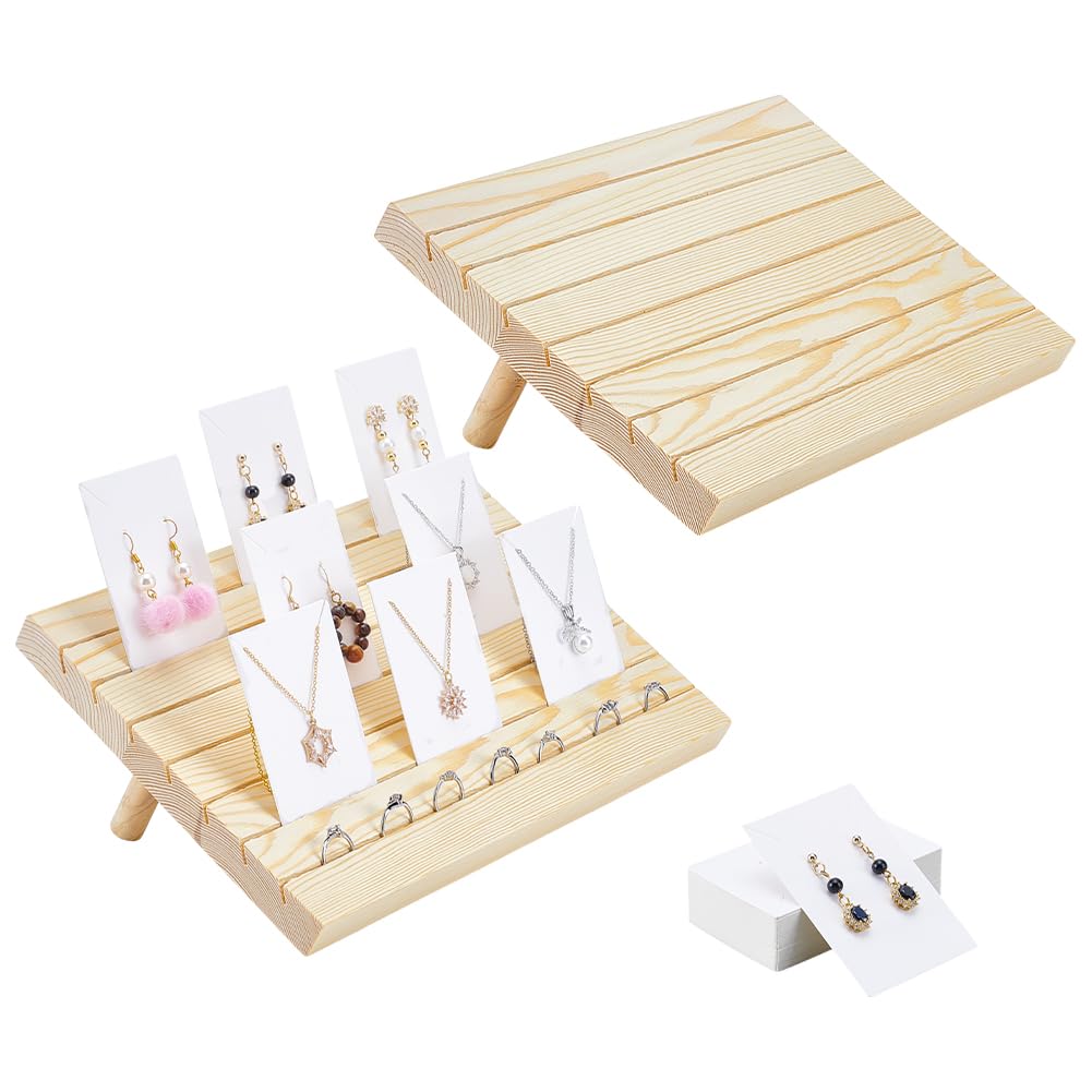 Présentoir de bijoux en bois nbeads à 7 fentes pour bagues et boucles d'oreilles