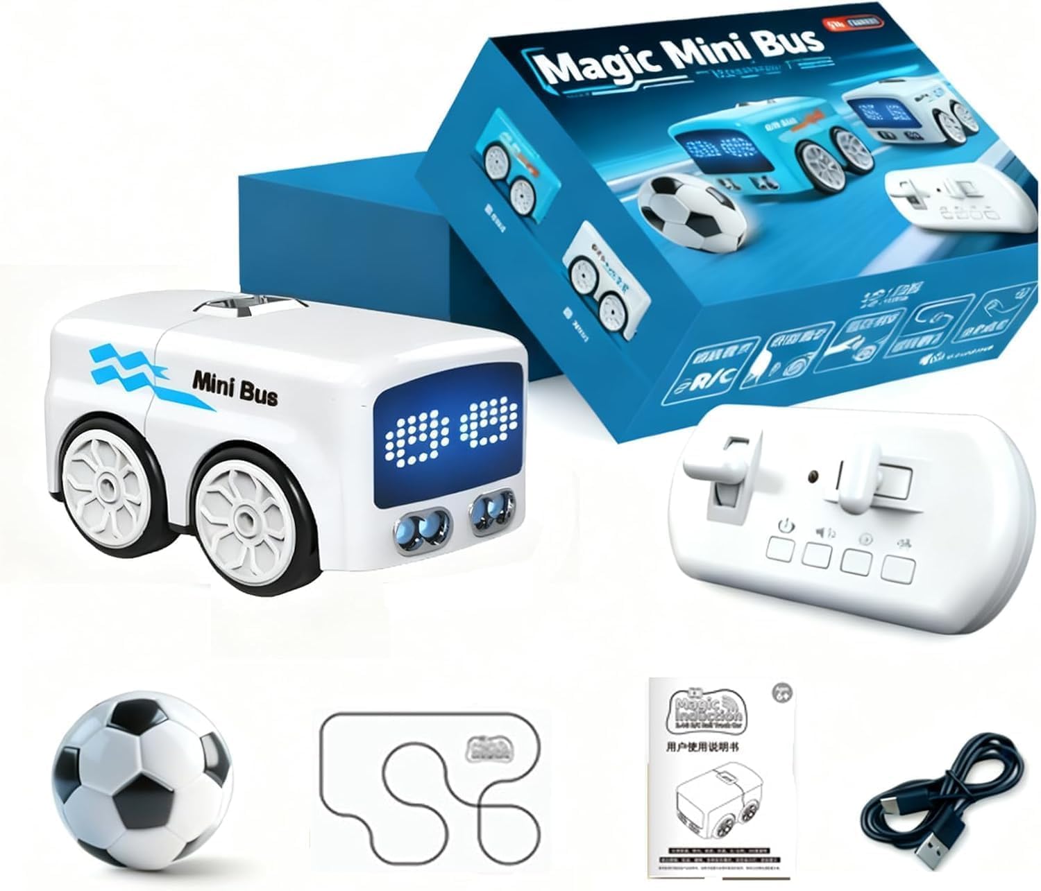 Starnearby Autobus Giocattolo Telecomandato, Auto Induttiva Magica, Autobus RC, Controllo Gestuale, Mini Macchina Telecomandata Intelligente Interattiva con Musica, Regalo per Bambini (Bianco)