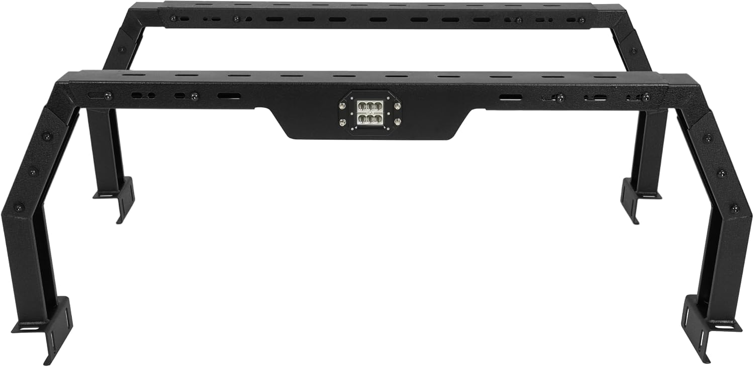 ALMULOO Adjustable Truck Bed Cargo Rack with LED Light