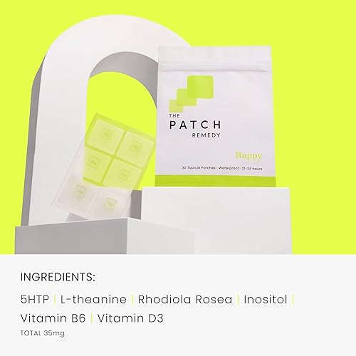 Miniatura 2 de The Patch Remedy Paquete de parches Happy & Magnesium - (60 parches) 5-HTP, L-teanina, rodiola, inositol, B6, vitamina D3 y glicinato de magnesio