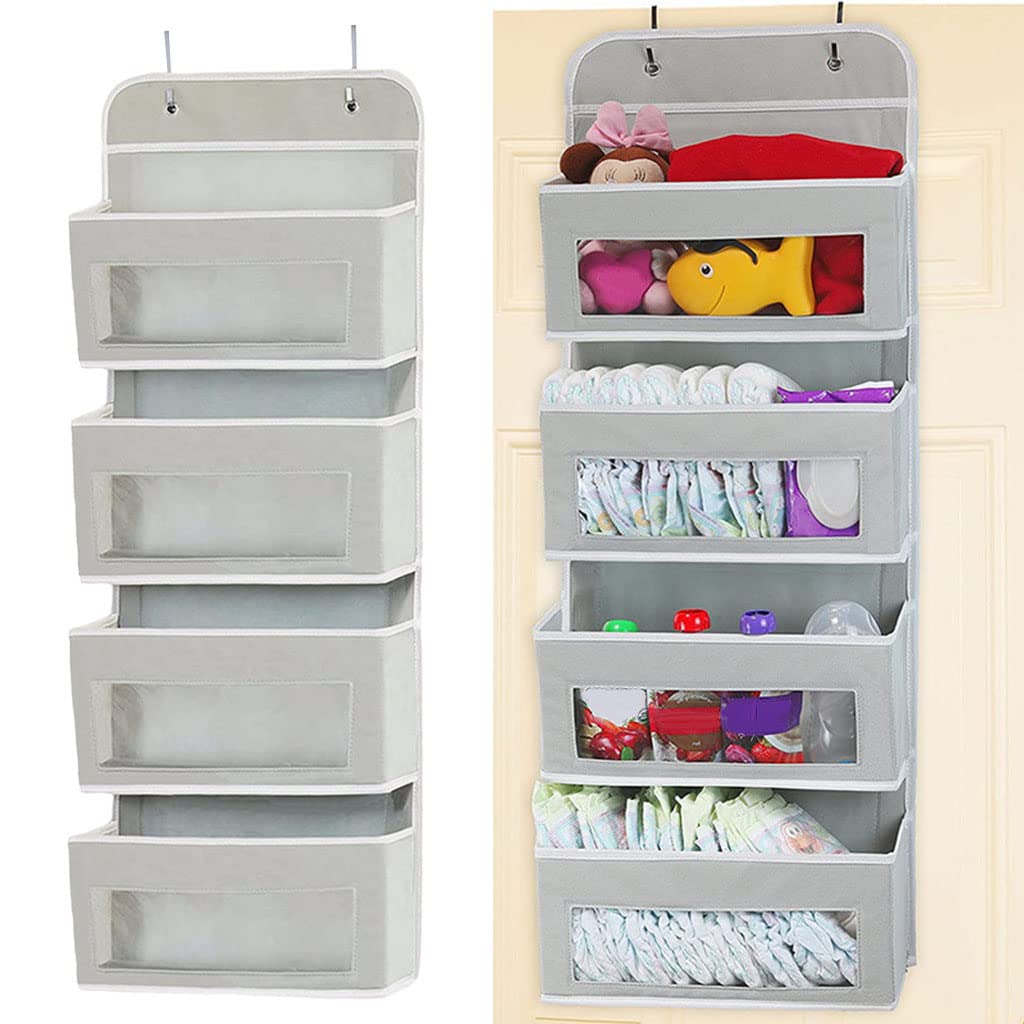 Door Closet Organizer 4 Pockets Clothes Wall Hanging for Bedroom Bathroom Grey | Home & Garden | Furniture | Dressers & Chests of Drawers-image-36