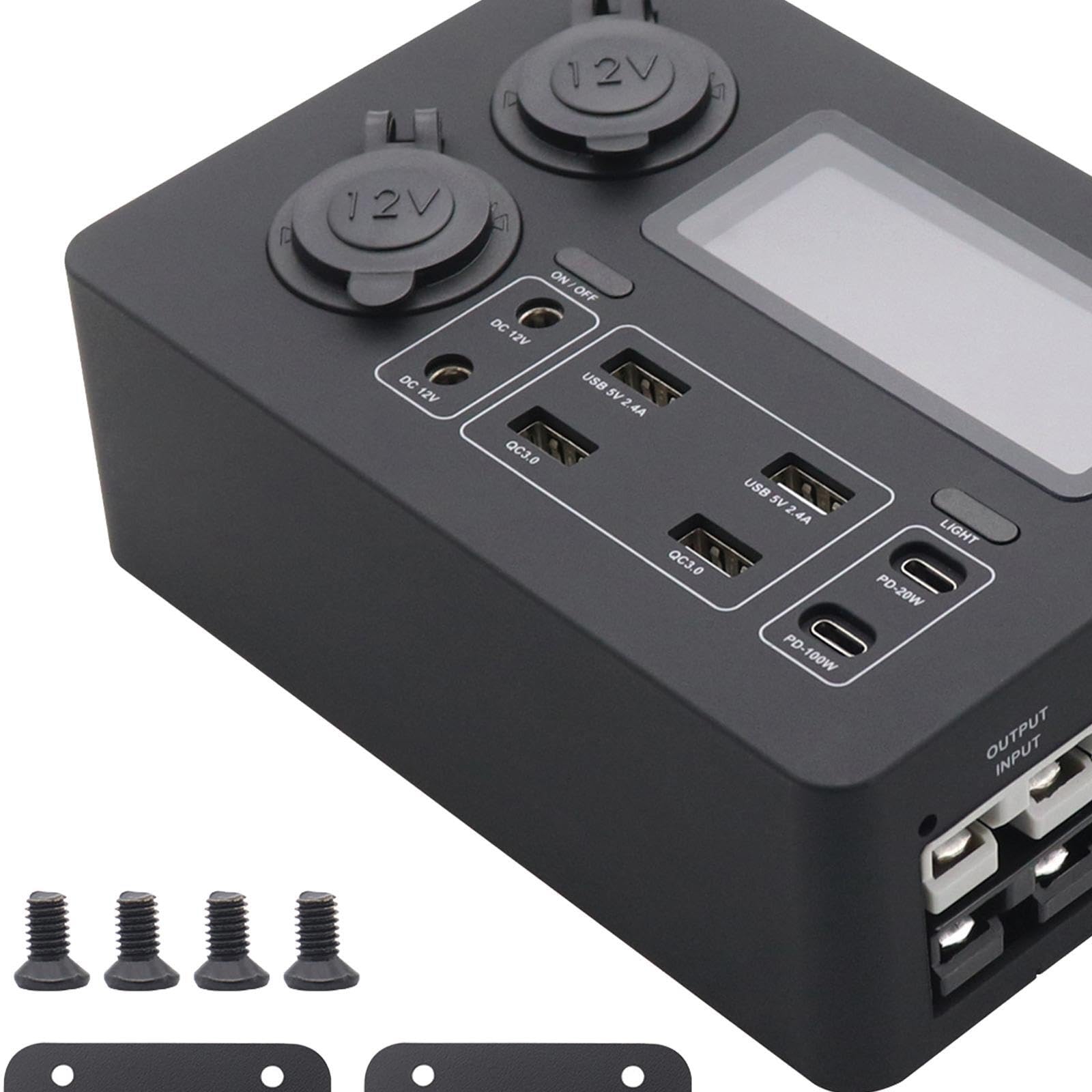 Caricabatterie portatile multipresa DC12V con porte USB per camper e campeggio all'aperto, 4 ingressi/uscite, accessori per casa, ufficio, viaggi, Scatola di alimentazione, 16.6x11.7x5.7