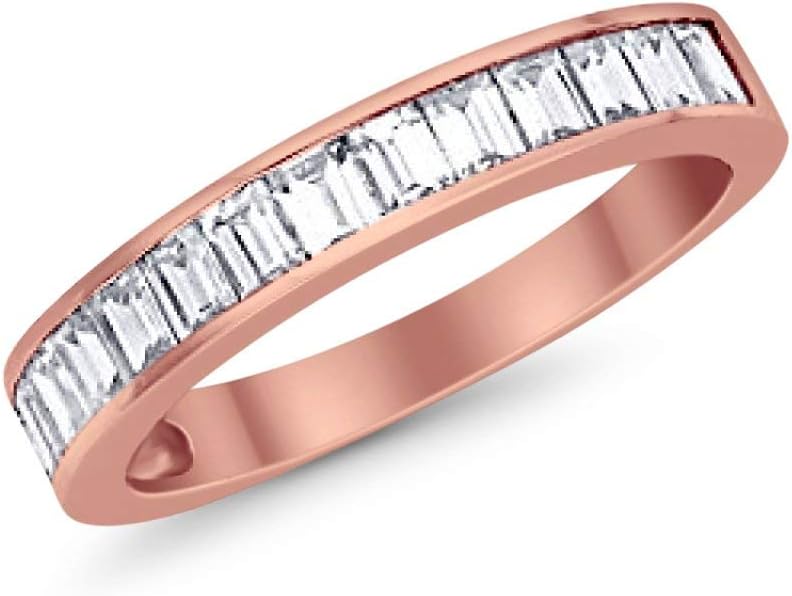 Blue Apple Co. Eternity Baguette Wedding Band Ring Baguette Cubic Zirconia 925 Sterling Silver