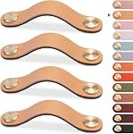 4 Pack Leather Drawer Pulls Green Cabinet Handles 6.3 inch Dresser Knobs Cabinet Door Handle, Faux Leather Pulls for Dresser, Closet, Kitchen Cupboard (6.3in Hole Center, Green)