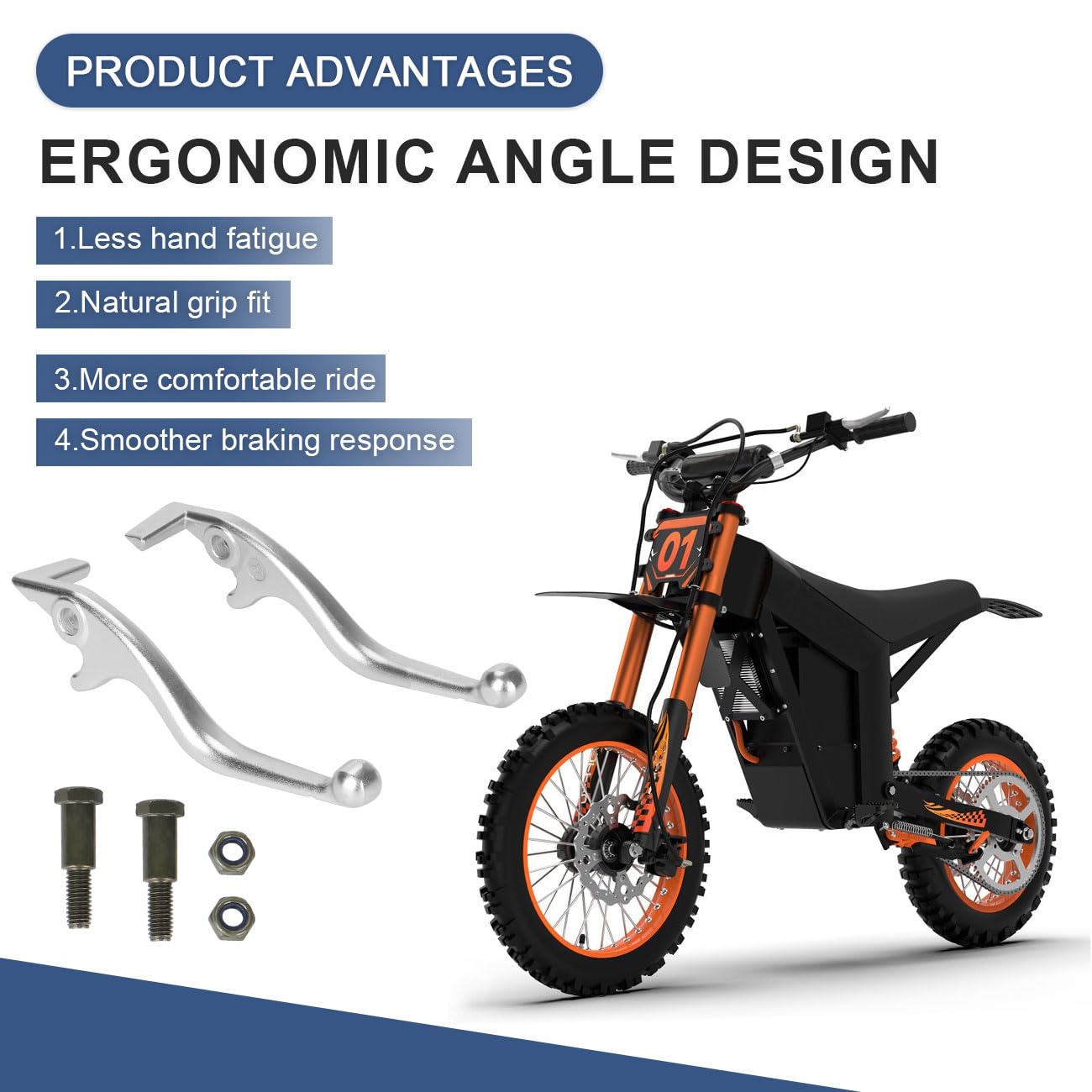 Leva del freno a mano per Tutto Tuttio Soleil 01 E Bike Maniglia del freno sinistra e destra per bici elettrica Ebike Parti del motociclo Alluminio Argento