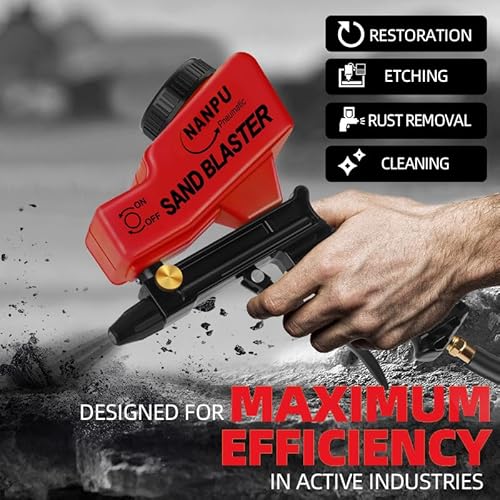 image for NANPU Air Sand Blaster Gun with Gravity Feed - Ceramic Nozzle, Metal B