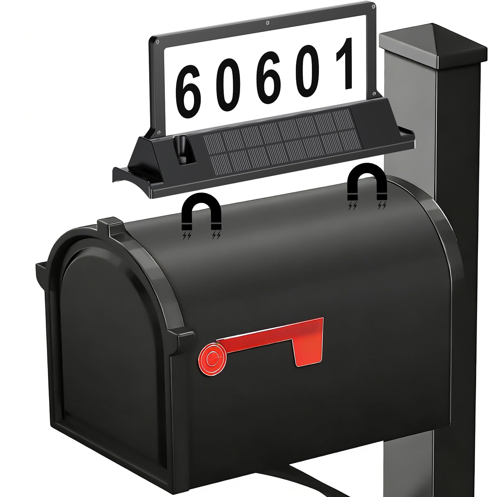 Solar Mailbox Sign: Illuminated Numbers, Magnetic Mount, 23% Off
