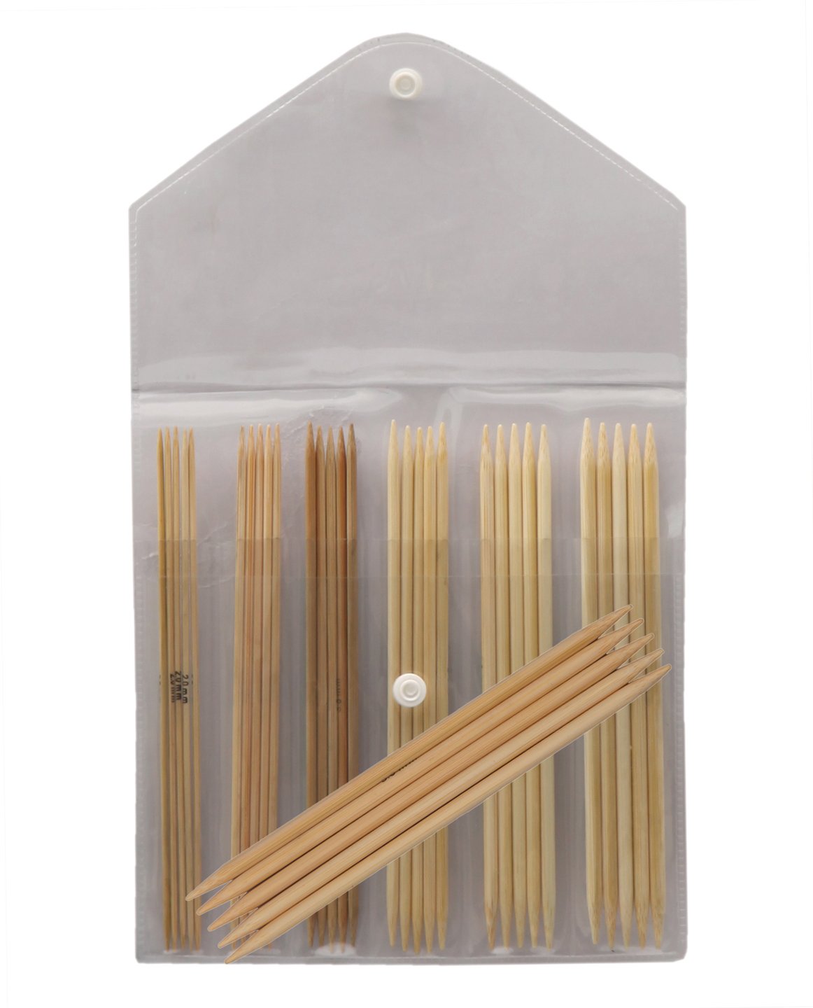 Knitpro - Knitpro Bamboo podwójnie spiczasty (15 cm, 2,00-5,00 mm) Zestaw igły skarpety - 1 Sztuck