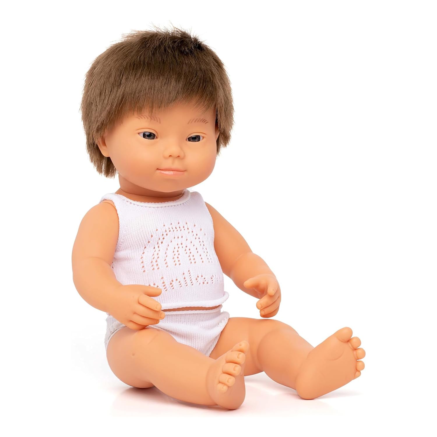 Miniland Doll 15'' Caucasian Boy with Down Syndrome (Box) - Made in Spain, Anatomically Correct, Quality