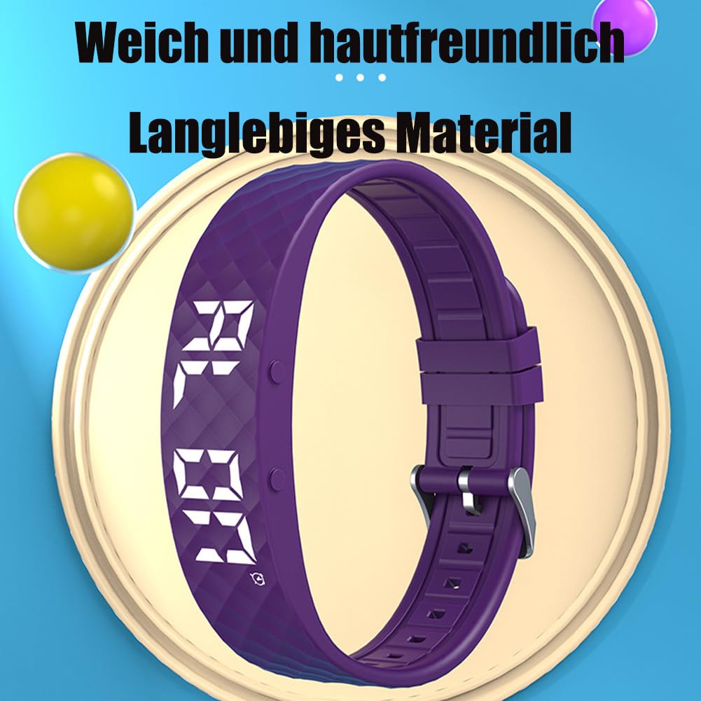 Vibroband Pro Wecker-Lautloses Armband Mit Schlaf Tracker, Multifunktiona Vibrationswecker Armband, Tragbarer Verstellbarem, Wasserdicht, Inklusive Kalorien- Und Schrittzähler (Silbergrau)