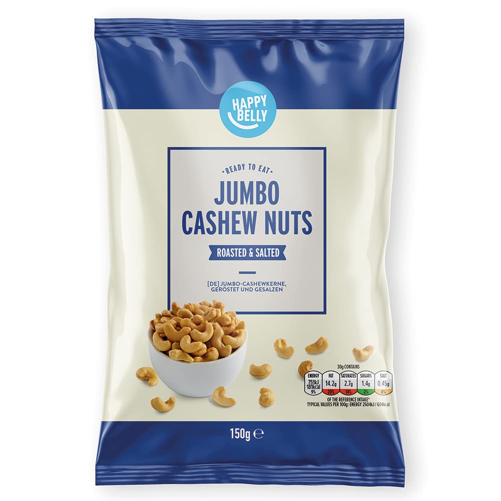 Happy Belly Jumbo Roasted Salted Cashew Nuts, 150g