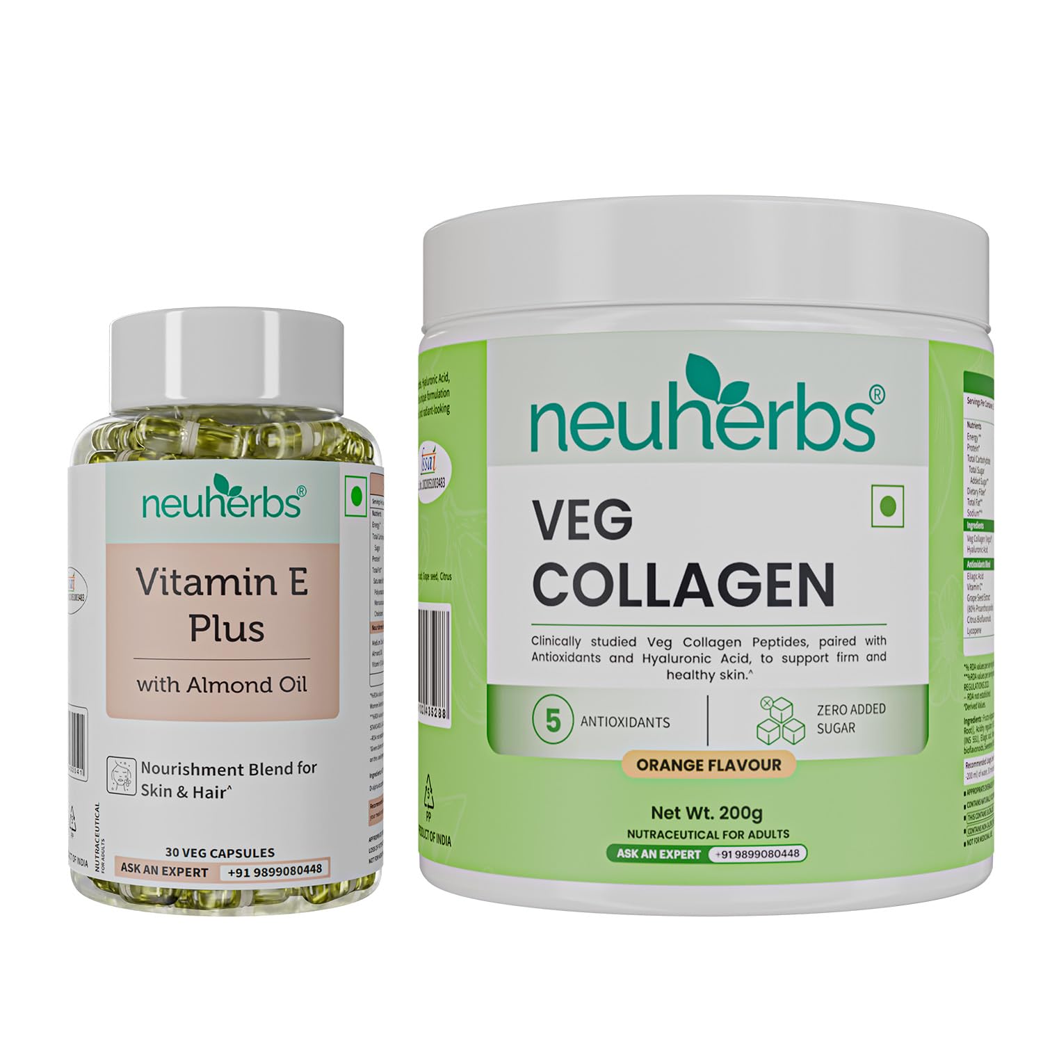 Skin Collagen Booster Powder (210 G) & Vitamin E Plus (30 N Capusles) Combo