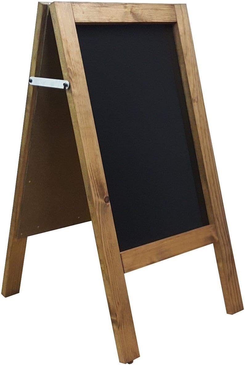 A Board - Chalkboard - Blackboard - Pavement Board -Dark Oak - for USE with Traditional Chalk and/OR Liquid Chalk PENS. Weight 5KGS Height 80cm x Width 40cm.