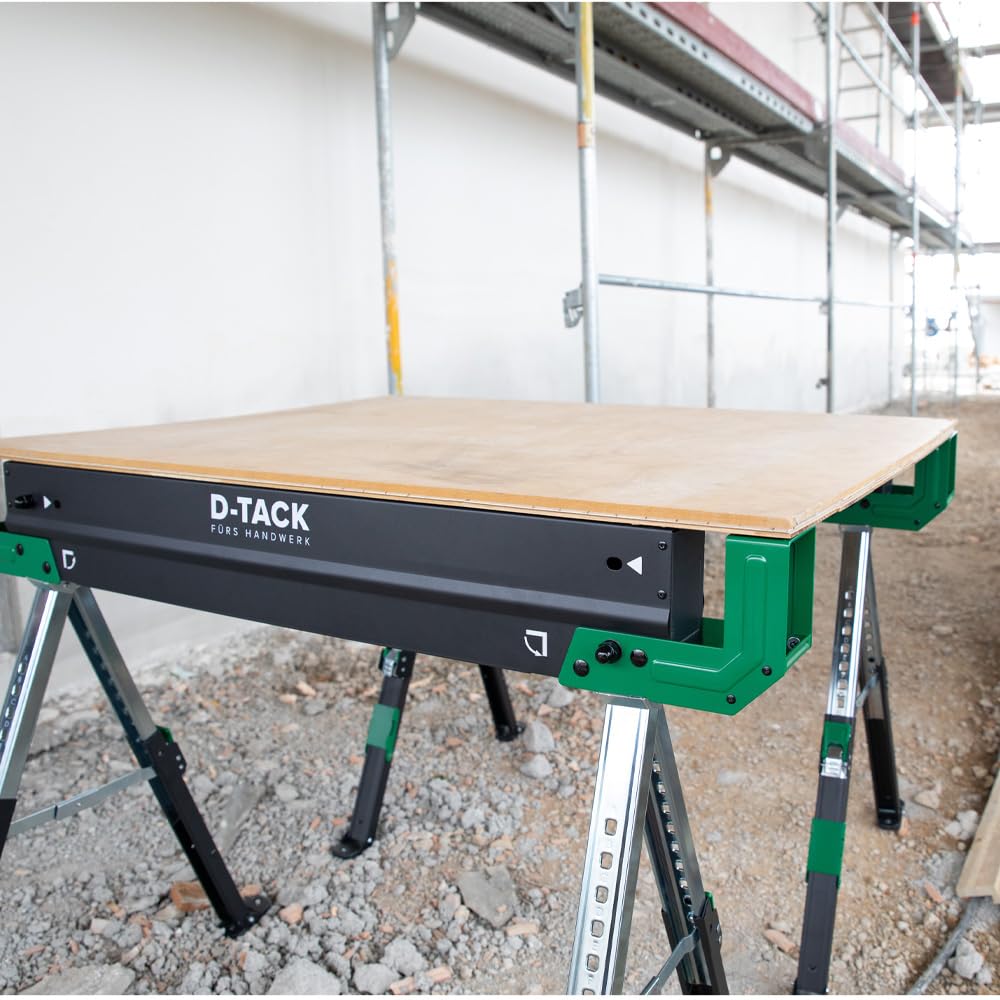 D-TACK 2x Arbeitsbock Multifunktion | Höhenverstellbarer Sägebock | Metallbock mit Anti-Rutsch-Beschichtung | Faltbock mit einer Tragkraft bis zu 1180 kg pro Paar