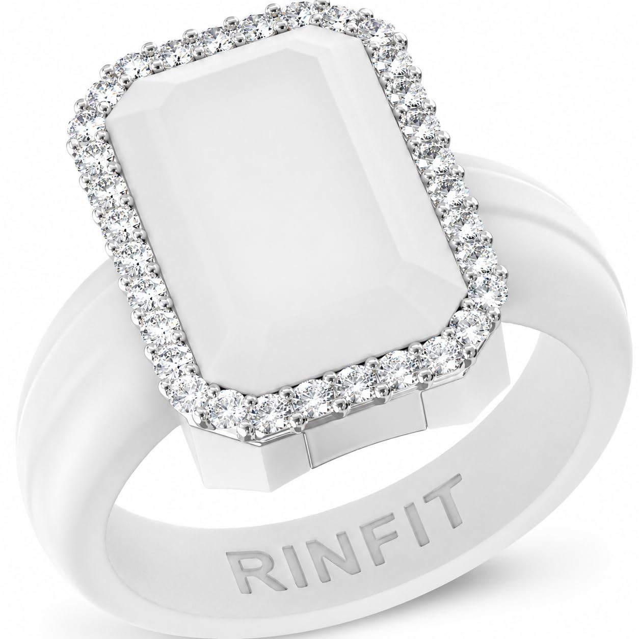 Rinfit Emerald Silicone Ring with CZ Stones for Women