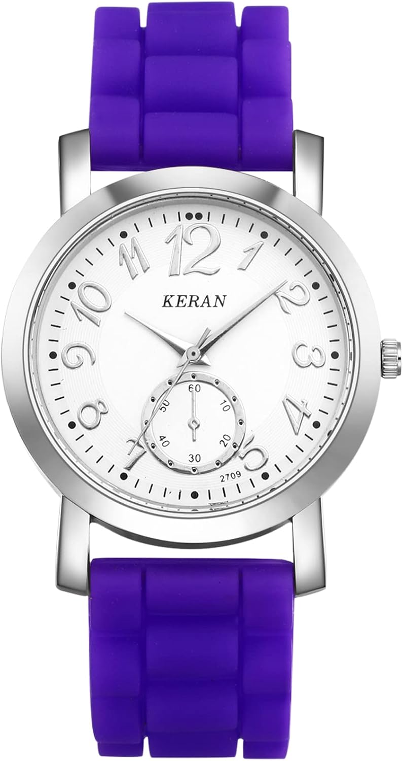 JewelryWe Reloj de Pulsera para Hombre Mujer, Reloj de Cuarzo Unisex con Correa de Silicona Escala Digital Simple Decoración Monocular
