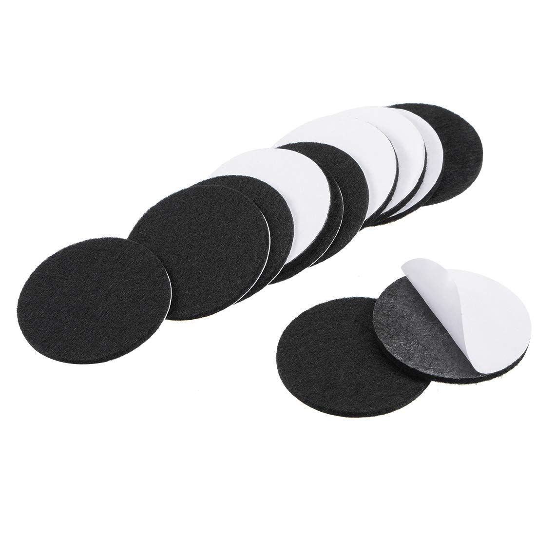 sourcing map Furniture Pads Adhesive Felt Pads 50mm Diameter 3mm Thick Round Black 12Pcs