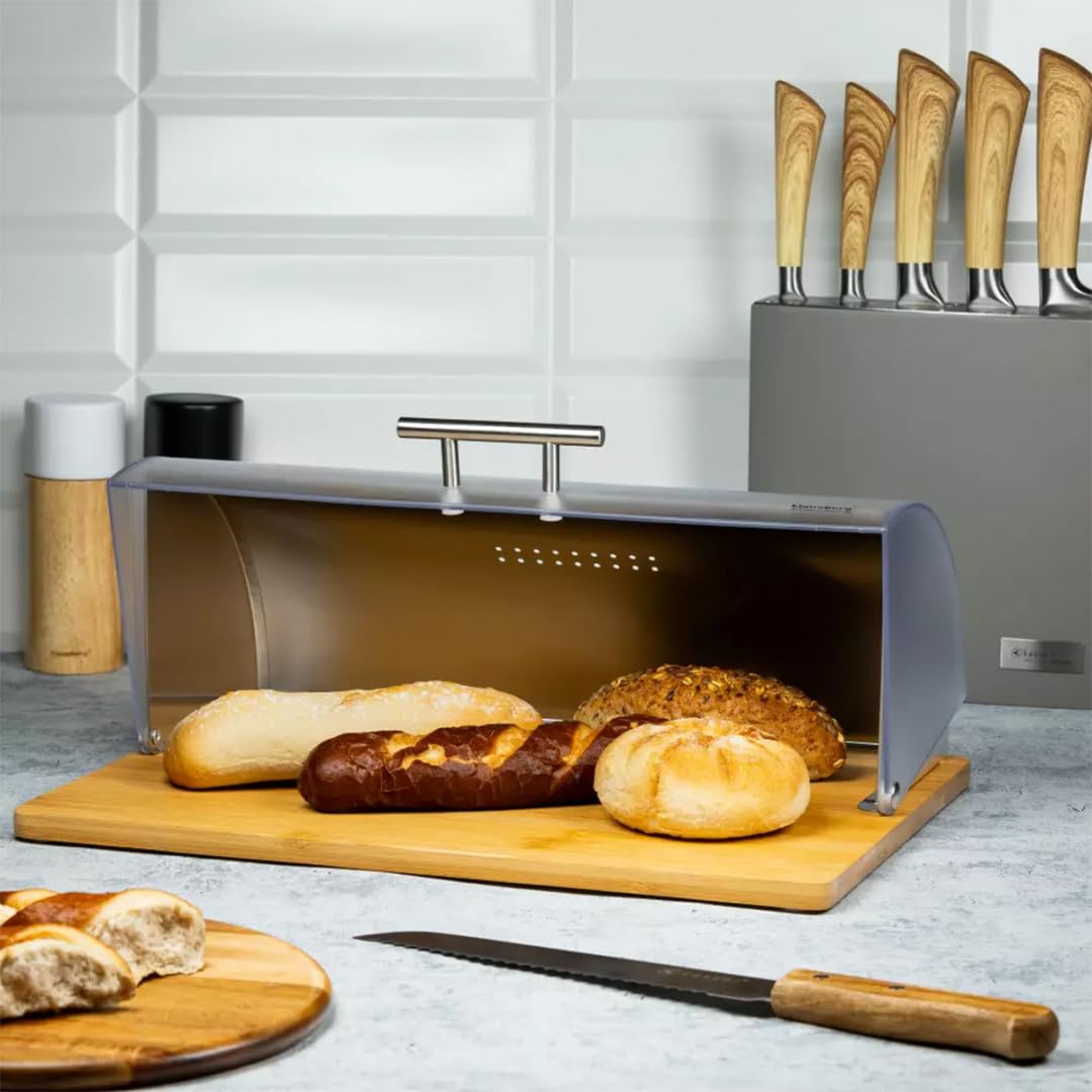 Panera, fiambrera, 39 x 31 x 16 cm con estructura de madera y cubierta transparente