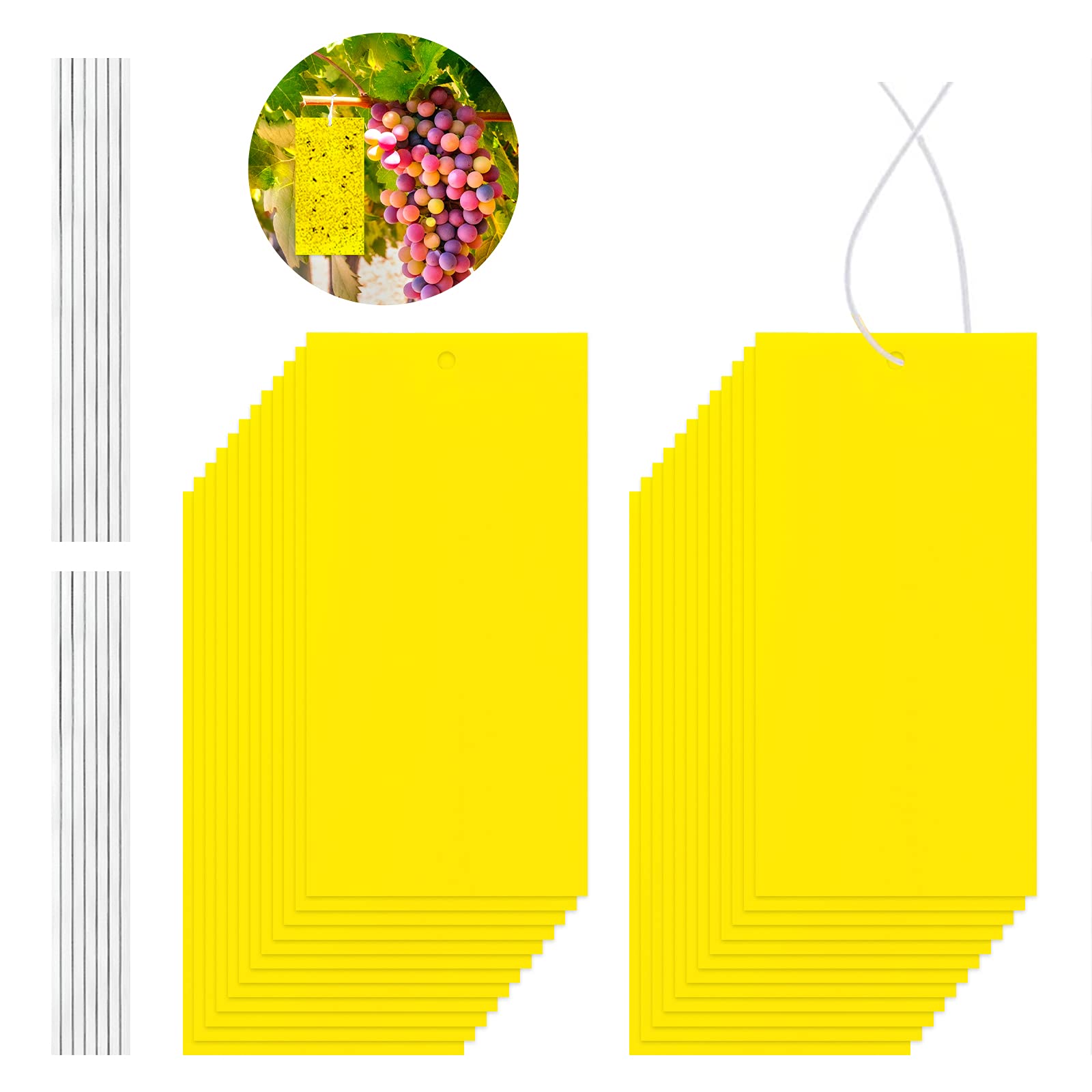 25Pcs Fly Control Stickers, Yellow Sticky Traps Stickers for Flies, 3.9Inchx7.8Inch Dual-sided Insect Fly Paper Stickers for Mosquito, Fruit Flies, Indoor Outdoor Garden Plant Protection