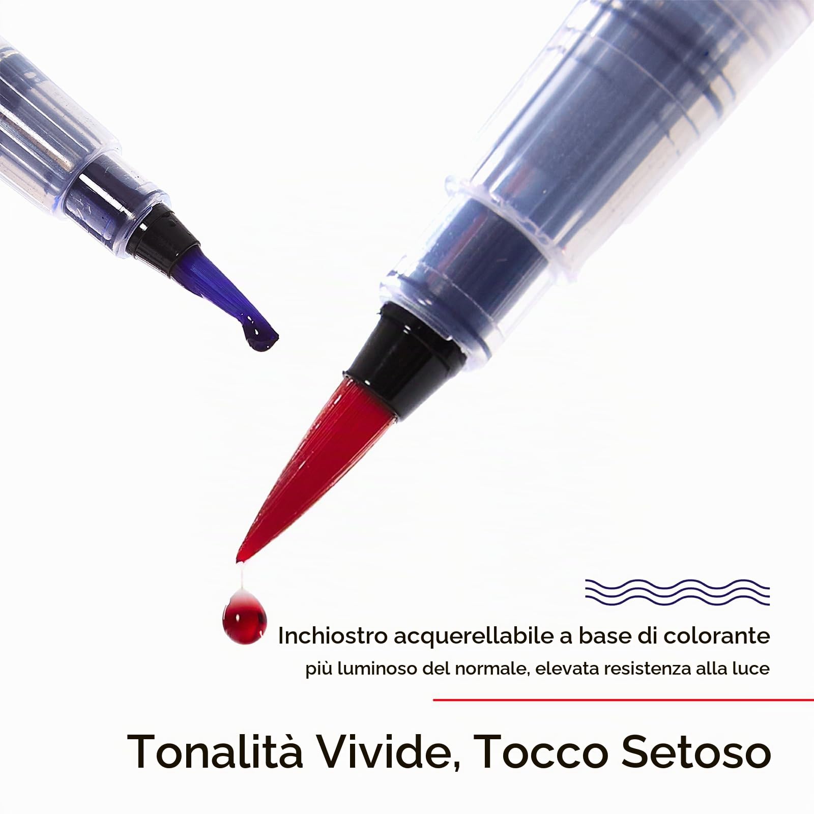 MEEDEN Pennelli con inchiostro liquido ad acquerello: 24 colori vivaci + 12 colori perlati a base di acquerelli, set di pennelli creativi regalo per artisti professionisti della calligrafia pittura