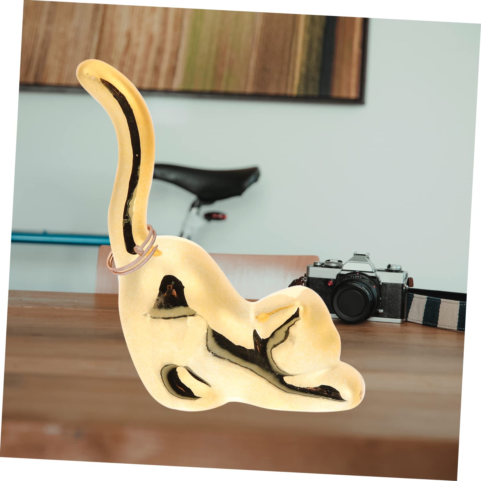 OUNONA 5 Stück Ringhalter Katze Goldfarbig Schmuck Organizer für Ringe Eleganter Ringständer mit Stabilem Fuß für Schmuckaufbewahrung Kawaii Deko für Damen und Mädchen